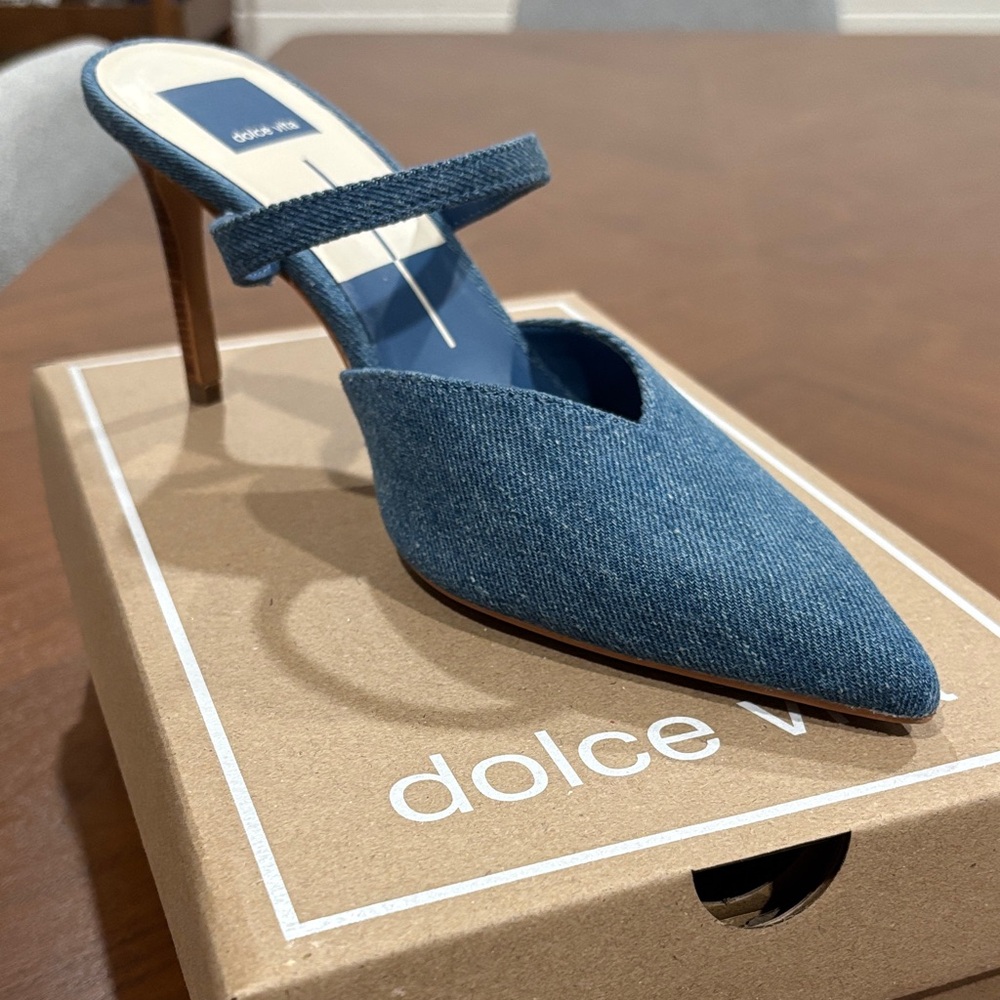 Dolce Vita Denim Blue Heeled Mules